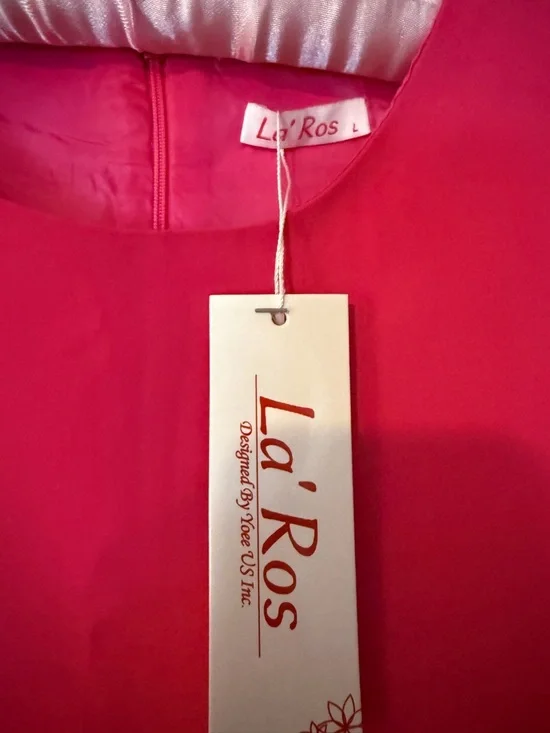 La’Ros Pink Feather Trim Crop Top NWT size large - Picture 9 of 9